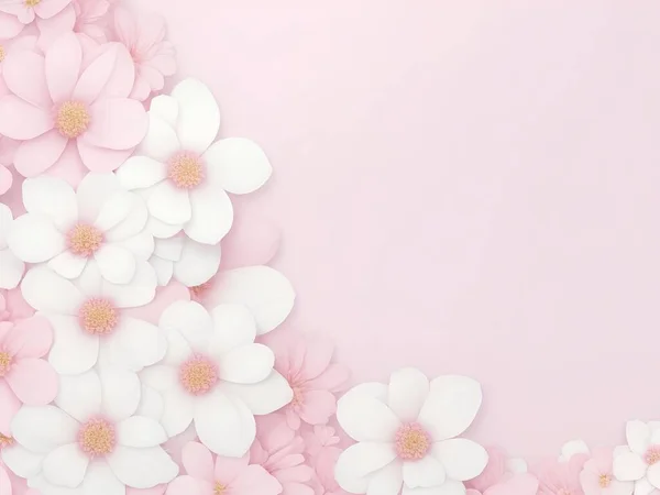 Rosa Hintergrund Mit Weißen Blüten Stockbild