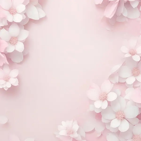Розовый Фон Белыми Цветами Лицензионные Стоковые Фото