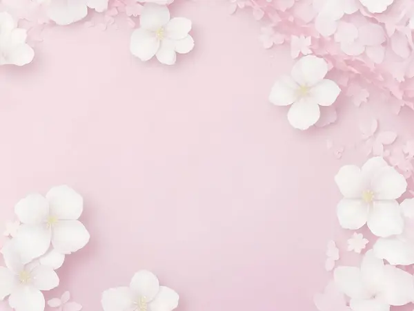 Розовый Фон Белыми Цветами Лицензионные Стоковые Фото