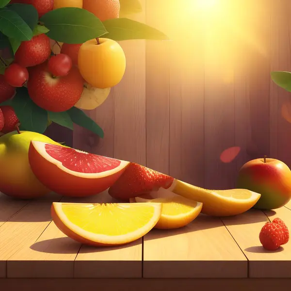木のテーブルの上の果物 — ストック写真