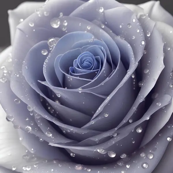Rosa Azul Com Gotas Água — Fotografia de Stock
