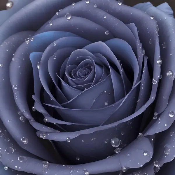 Rosa Azul Com Gotas Água — Fotografia de Stock