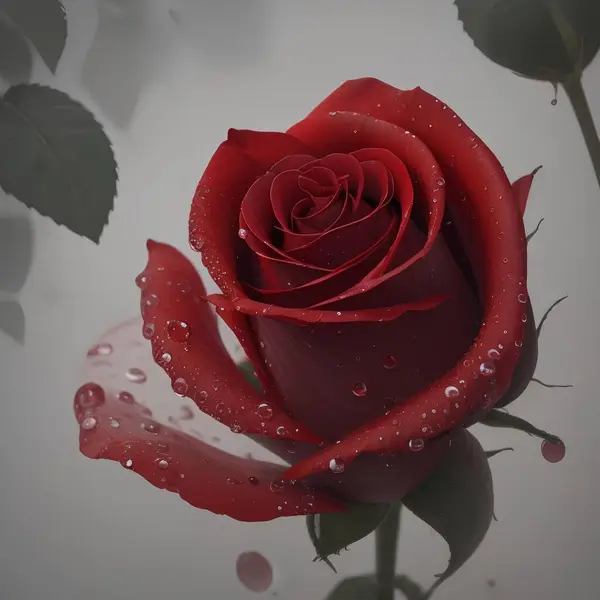 Rose Rouge Avec Gouttes Eau — Photo
