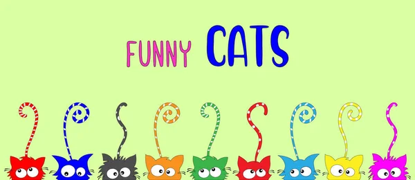 Śmieszne Kolorowe Koty Dużymi Oczami — Wektor stockowy