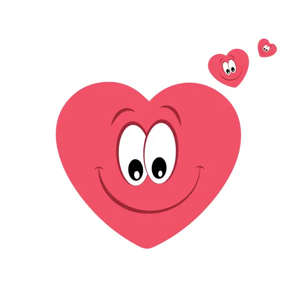 Χαρούμενες Καρτούν Καρδιές Χαμόγελα — Διανυσματικό Αρχείο