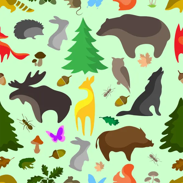 Χωρίς Ραφή Πρότυπο Ζώα Του Δάσους — Διανυσματικό Αρχείο