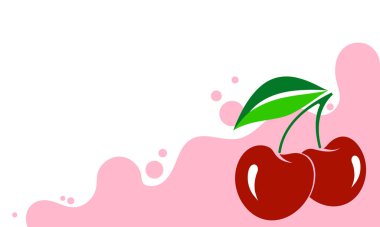 Yapraklı bir dalda iki kiraz.