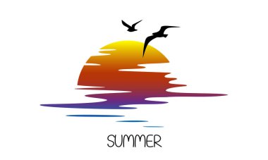 Martılarla güzel bir gün doğumu. 