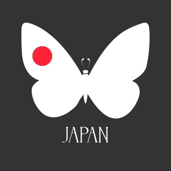 Japanische Flagge Form Eines Schmetterlings — Stockvektor