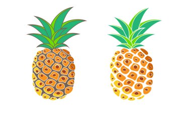 Taze ananas meyveleri. Sağlıklı beslenme vektörü resmi beyaz arkaplanda izole edildi.