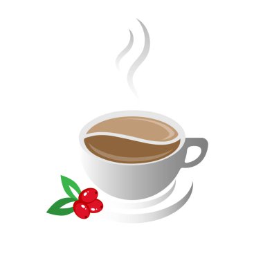 Yanında kahve yaprakları ve tahıllar olan bir fincan doğal kahve..