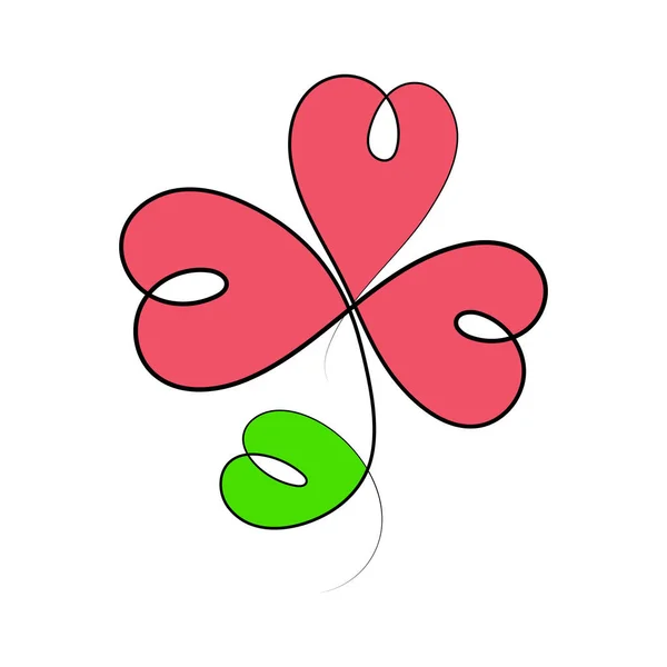 Ένα Λουλούδι Φτιαγμένο Από Μια Συνεχή Γραμμή Καρδιών — Διανυσματικό Αρχείο