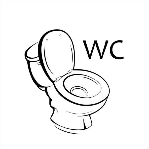 Une Toilette Dessinée Dans Style Dessin Animé Contour — Image vectorielle
