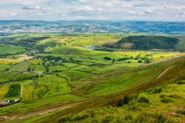 Pendle Hill, Lancashire Tepesi Tepeden manzara.