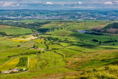 Pendle Hill, Lancashire Tepesi Tepeden manzara.