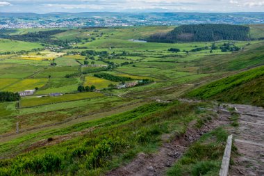Pendle Hill, Lancashire Tepesi Tepeden manzara.