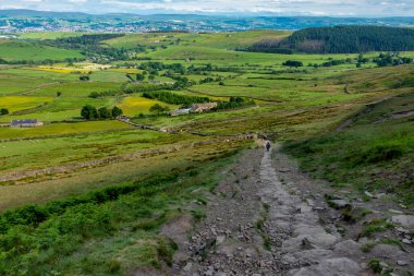 Pendle Hill, Lancashire Tepesi Tepeden manzara.