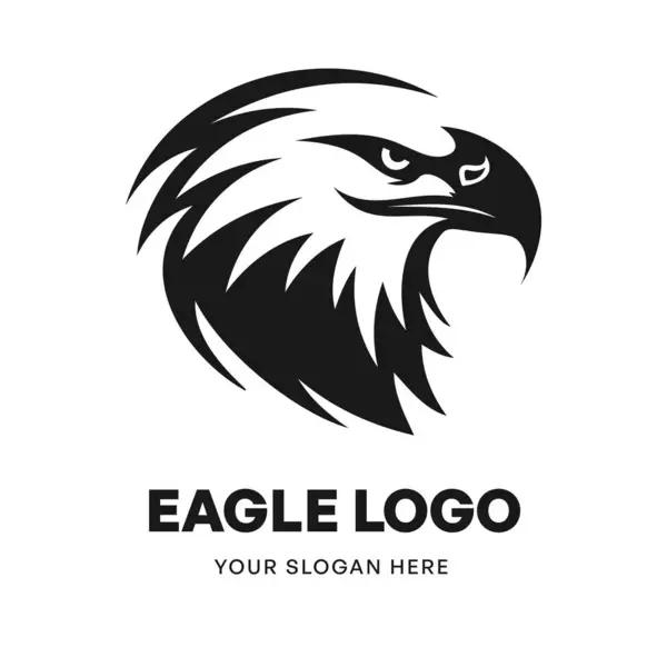 Kartal logosu vektör amblemi sembolü. Baş simge tasarımı beyaz arkaplanda izole edildi. Modern siyah beyaz illüstrasyon. Logo, dövme ve tişört baskısı için basit minimalist siluet tasarımı