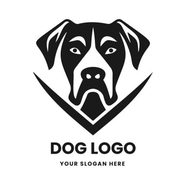 Dog logo vector template emblem symbol. Head icon design isolated on a white background. Modern black and white illustration. Simple minimalistic silhouette design for logo, tattoo, and t-shirt print clipart