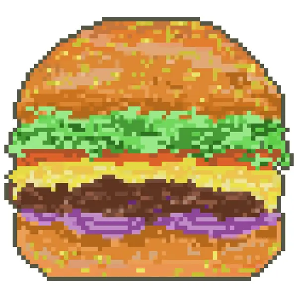 Amerykański Hamburger Mięso Pixel Art — Zdjęcie stockowe
