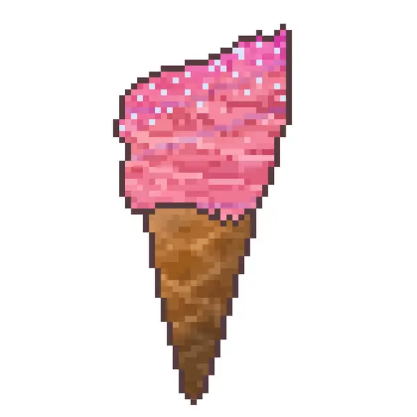 ピクセル化されたピンクのおいしいアイスクリーム — ストック写真