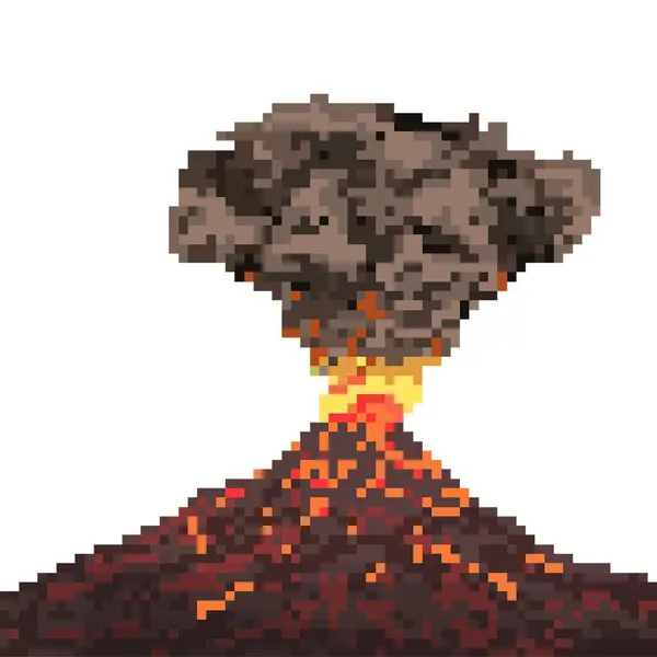 Sopečná Horská Erupce Pixel Ilustrace Stock Fotografie