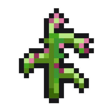 pikselleştirilmiş yeşil yeşillik filizlenir yaprak piksel sanat oyunu öğeleri doğa