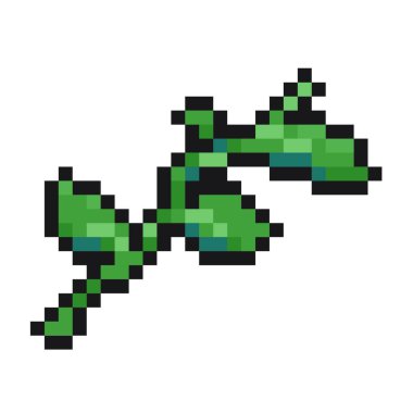 pikselleştirilmiş yeşil yeşillik filizlenir yaprak piksel sanat oyunu öğeleri doğa