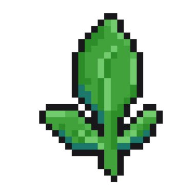 pikselleştirilmiş yeşil yeşillik filizlenir yaprak piksel sanat oyunu öğeleri doğa