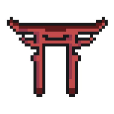 Dinamik dijital projeler ve tasarımlar için tori kapısı piksel sanatı.