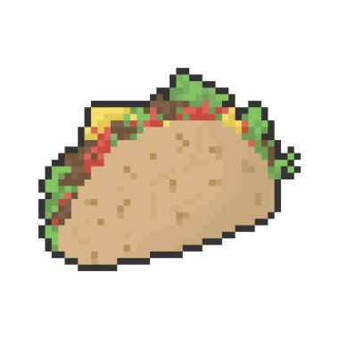 Dinamik dijital projeler ve tasarımlar için taco piksel sanatı.