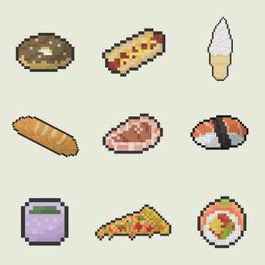 dijital varlığınız için yiyecek pikseli resim paketi koleksiyonu