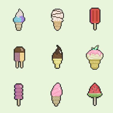 Dinamik dijital projeler ve tasarımlar için dondurma pikseli sanatı.