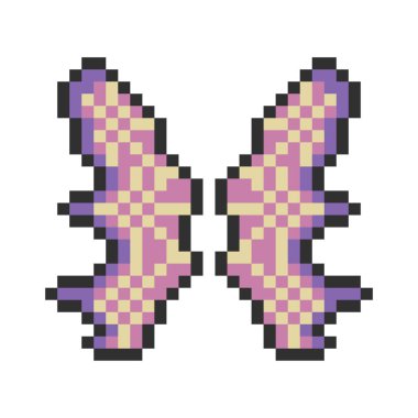Sevimli renkli kelebek kanatları piksel sanatı