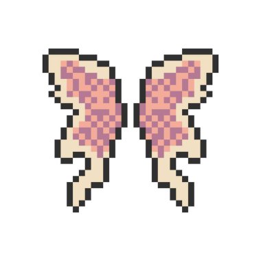 Sevimli renkli kelebek kanatları piksel sanatı