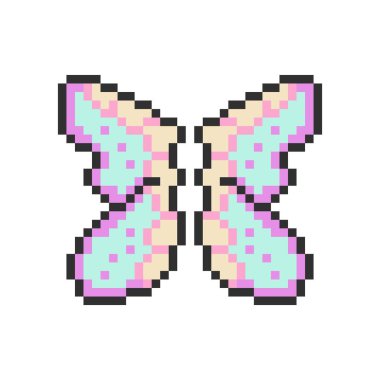 Sevimli renkli kelebek kanatları piksel sanatı