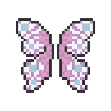 Sevimli renkli kelebek kanatları piksel sanatı