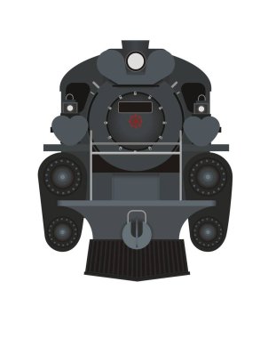 Buharlı lokomotif ön taraf illüstrasyonu 