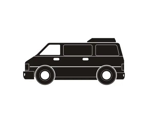 Auto Furgoneta Ilustración Simple Blanco Negro — Vector de stock