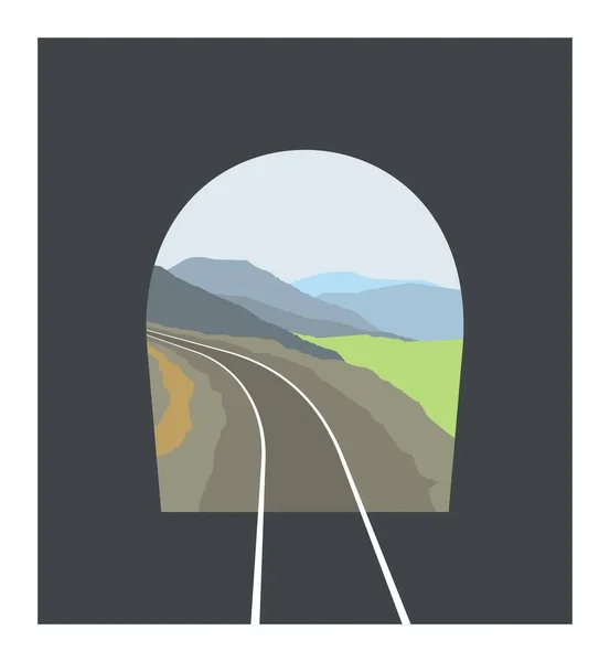 Железнодорожный Туннель Простая Плоская Иллюстрация — стоковый вектор