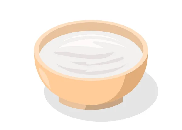 Joghurt Egy Tálban Egyszerű Lapos Illusztráció — Stock Vector
