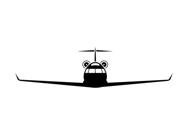 Avión Jet Privado Volando Cielo Ilustración Sencilla Blanco Negro — Archivo Imágenes Vectoriales