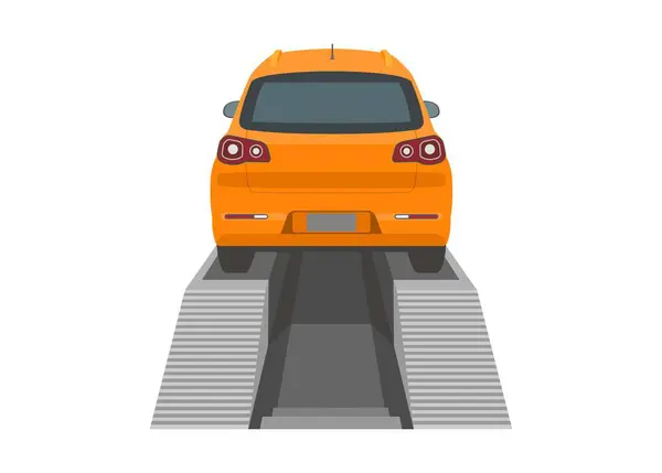 Araba yıkama servisi platformu. Perspektif görünümünde basit düz çizim.