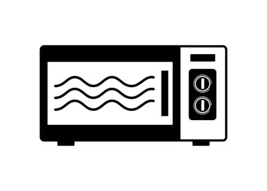 Mikrodalga fırın. Siyah beyaz basit illüstrasyon.
