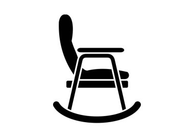 Sallanan sandalye. Siyah beyaz basit illüstrasyon.