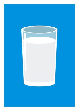 Cam bardaktaki süt basit bir illüstrasyon.