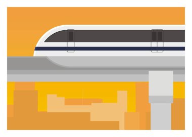 Bina siluet arkaplanlı tek raylı.