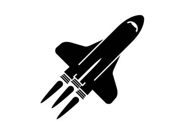 Uzay mekiği. Siyah beyaz basit illüstrasyon