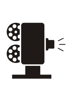 Film projektörü. Siyah beyaz basit illüstrasyon.