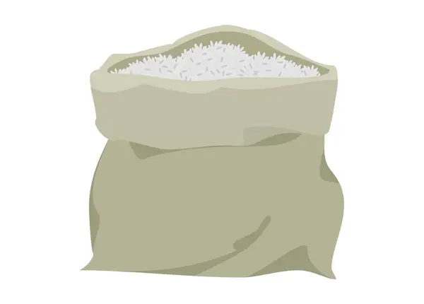 stock vector Opened rice bag. Simple flat illustration.